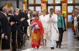 Nobel Peace Prize laureates Yousafzai and Satyarthi arrive for the Nobel Peace Prize awards ceremony at the City Hall in Oslo